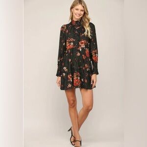 Fate Black Floral Marcie Dress - NWT